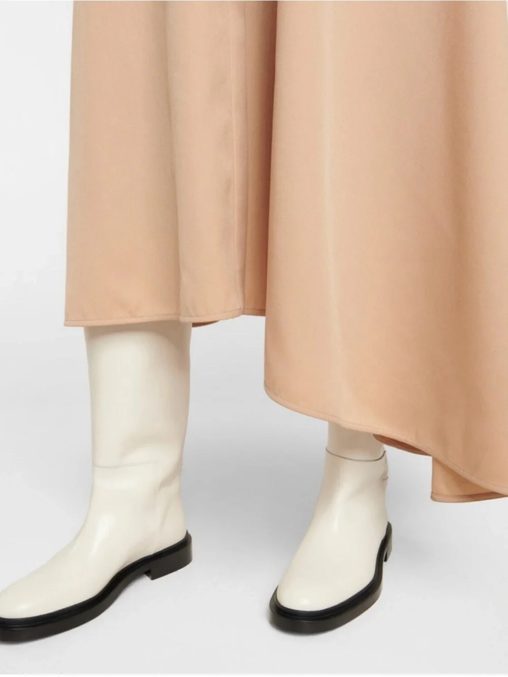 Jil Sander Cream Leather Over-the-Knee Boots
